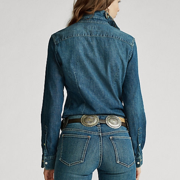 SOLD Ralph Lauren fitted denim shirt women's small - Picture 5 of 14